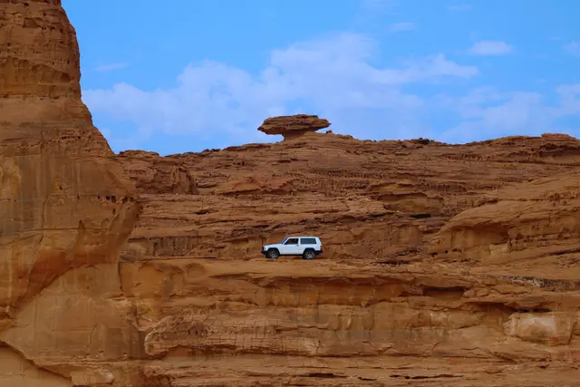 Red sandstone cliffs at AlUla, Saudi Arabia